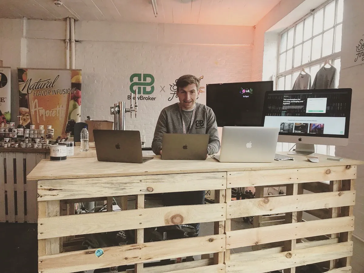 BrewBroker stand with Apple Laptops Sam Dickie