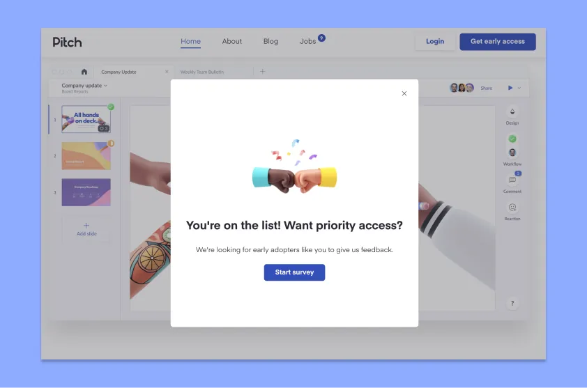Pitch.com early access landing page